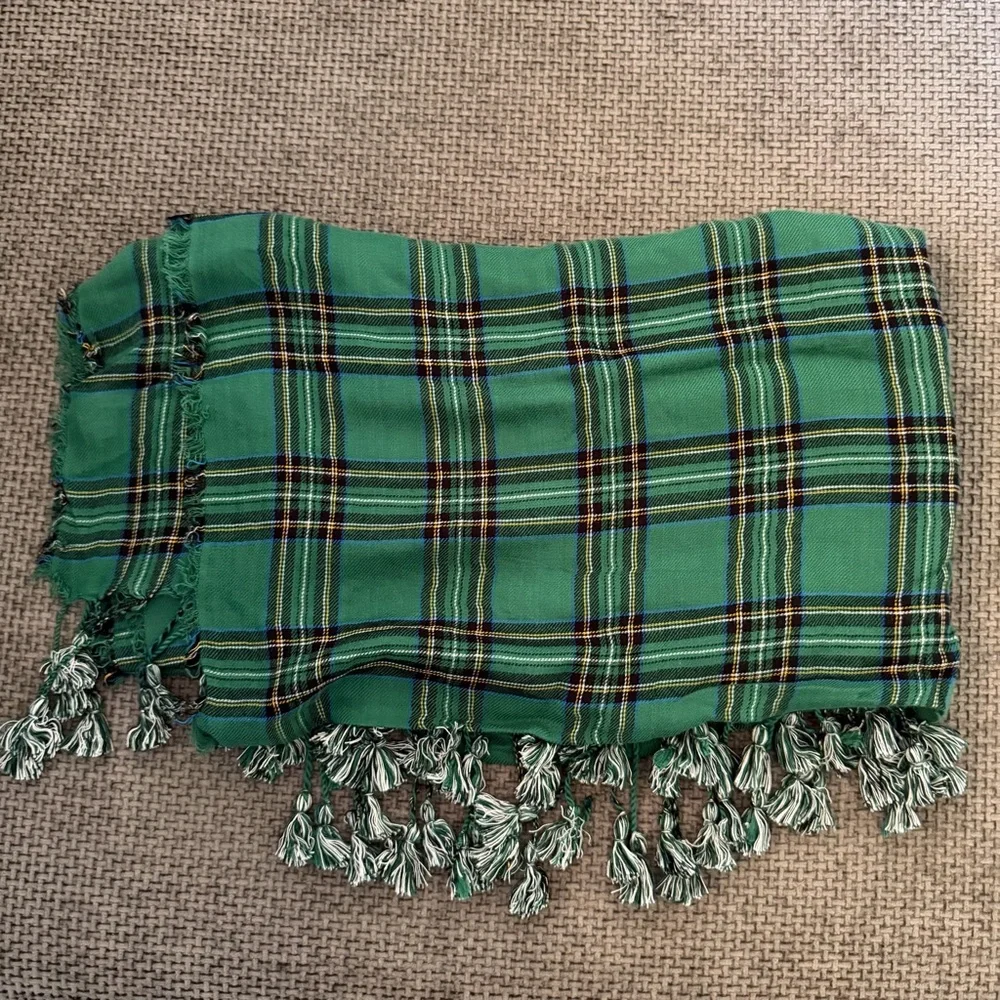 Tartan Plaid Scarf Green Black Holiday Wrap Whimsygoth Charming Charlie Shawl